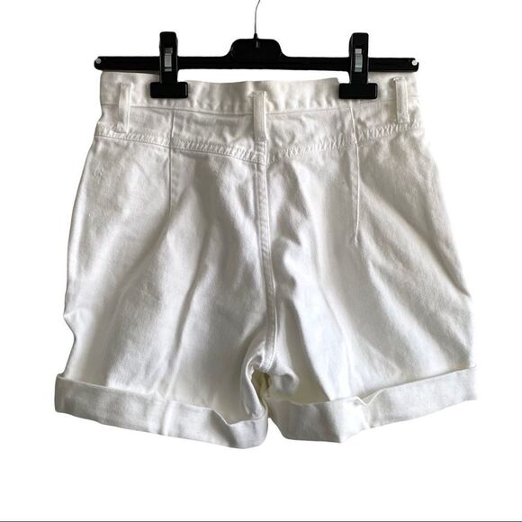 CAFE LA VIE Vintage White High Waisted Denim Shorts With Cuff Zip Fly 26 - Picture 3 of 10